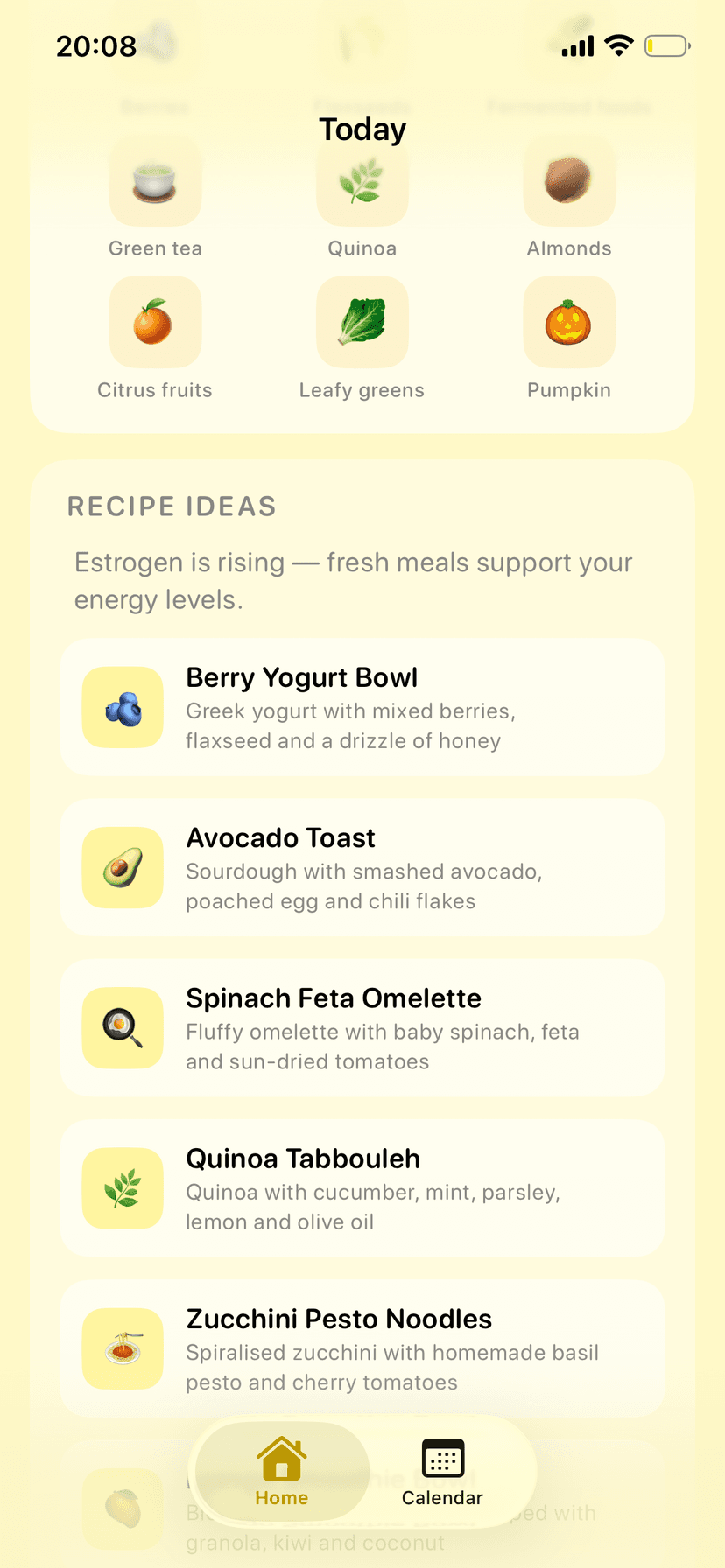 CycleTracker calendar and cycle overview